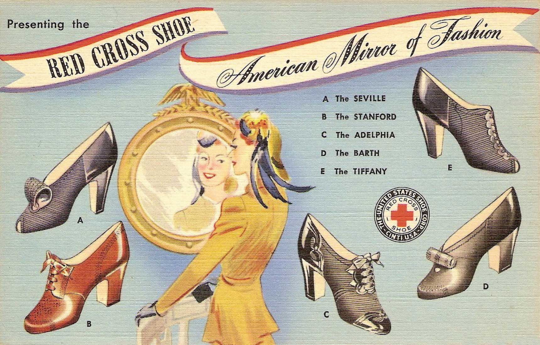 Figure 5: Presenting the Red Cross Shoe, postcard, 1942. Image from: cincinnativiews.net