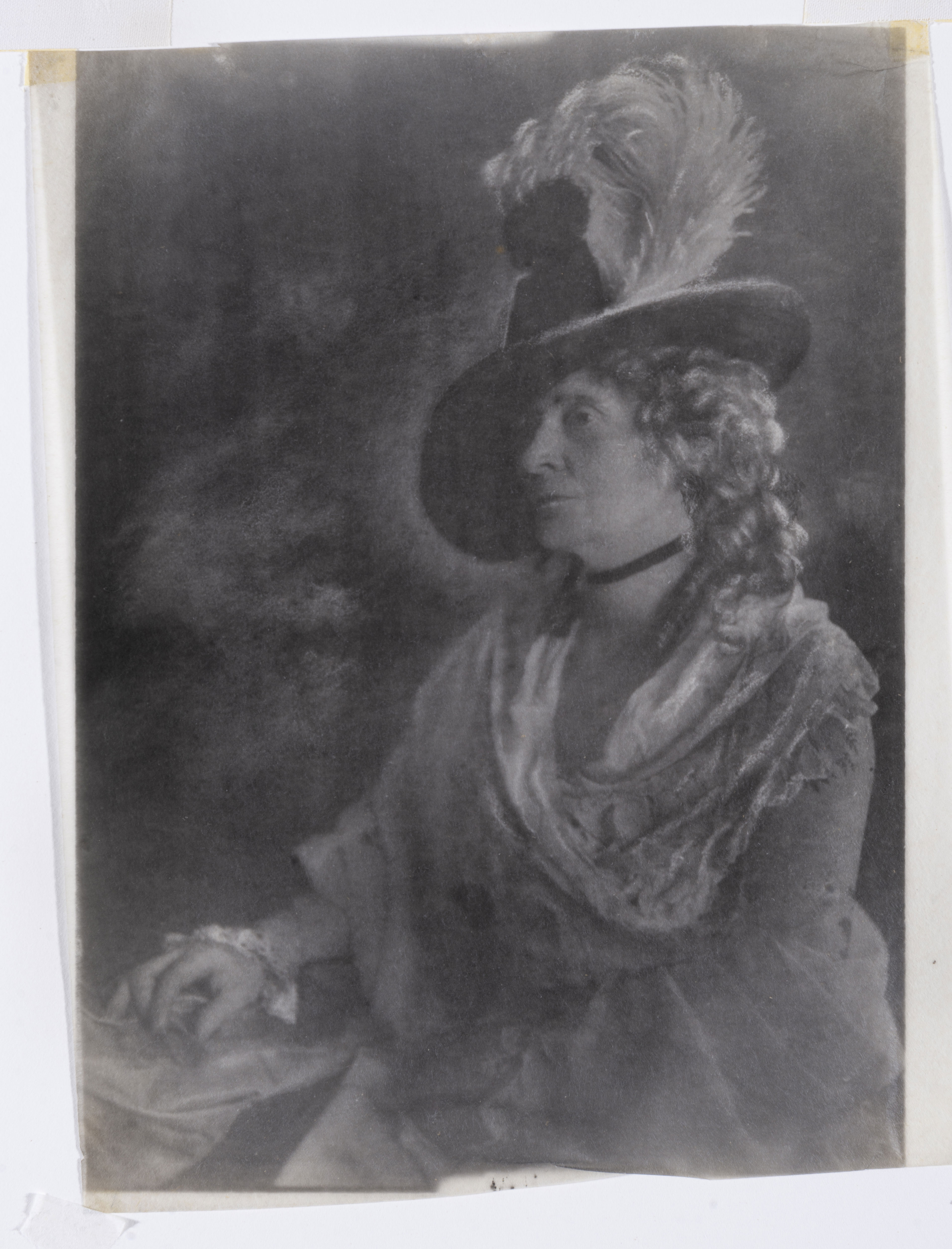 Nancy Ford Cones (American, 1869–1962), Self-portrait as Sarah Siddons (detail), about 1930, tissue print. Collection of W. Roger and Patricia K. Fry