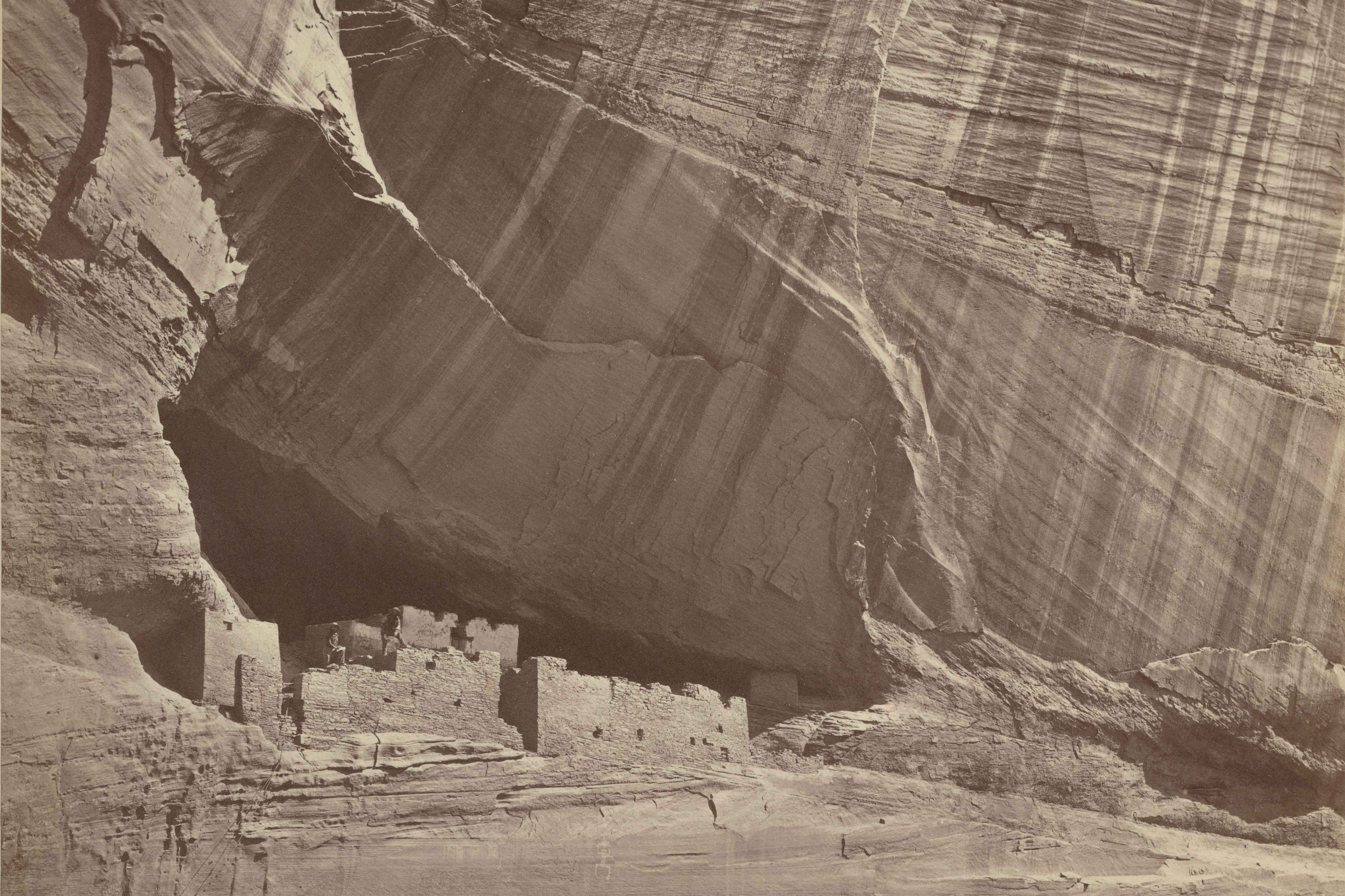 Timothy H. O’Sullivan (American, b. Ireland, about 1840–1882), Ancient Ruins in the Cañon de Chelle, N.M., detail, 1873, albumen silver print. Bank of America Collection