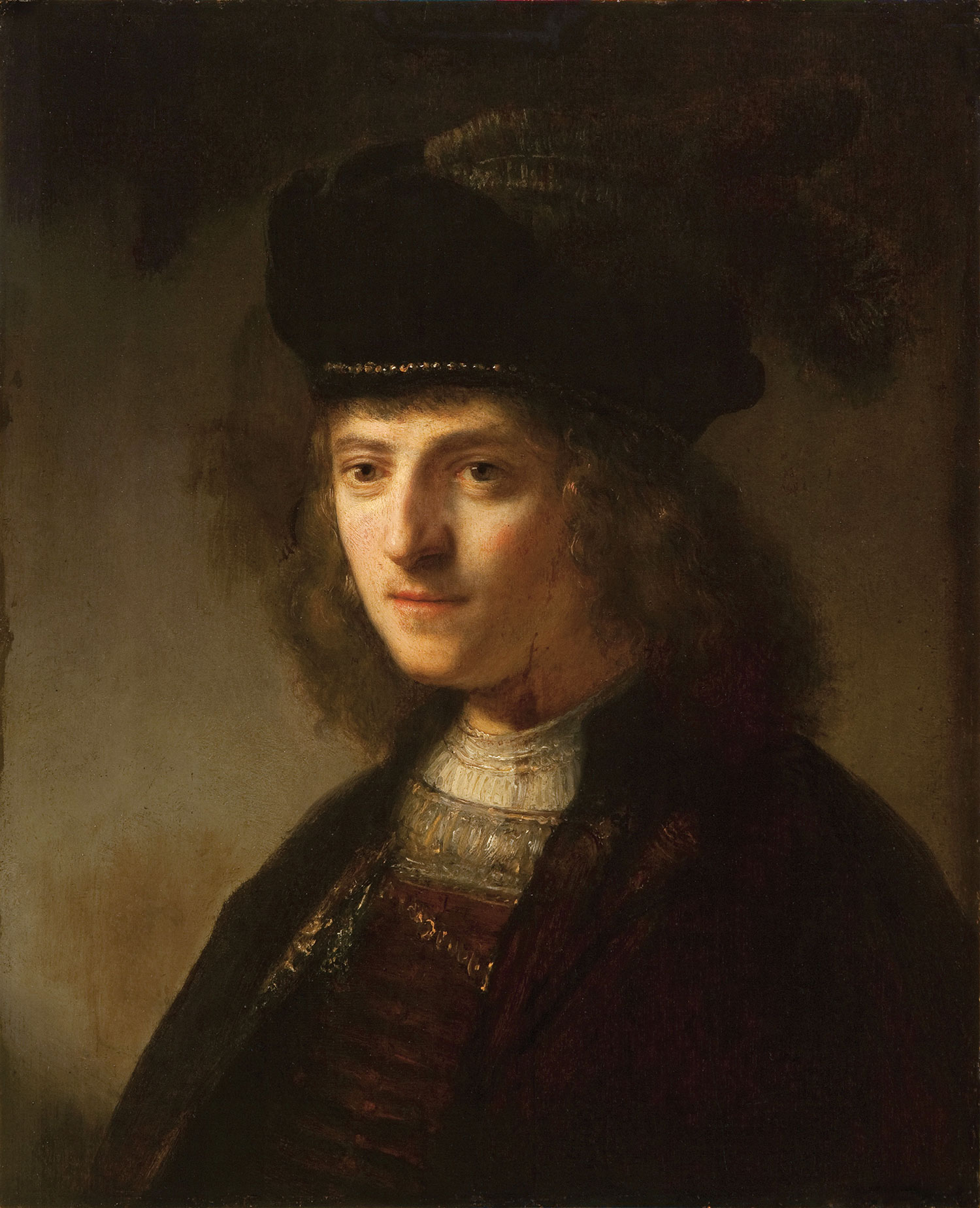 Govaert Flinck (Dutch, 1615–1660), A Young Man in a Feathered Beret, about 1636, oil on panel. Taft Museum of Art, Bequest of Charles Phelps Taft and Anna Sinton Taft, 1931.416