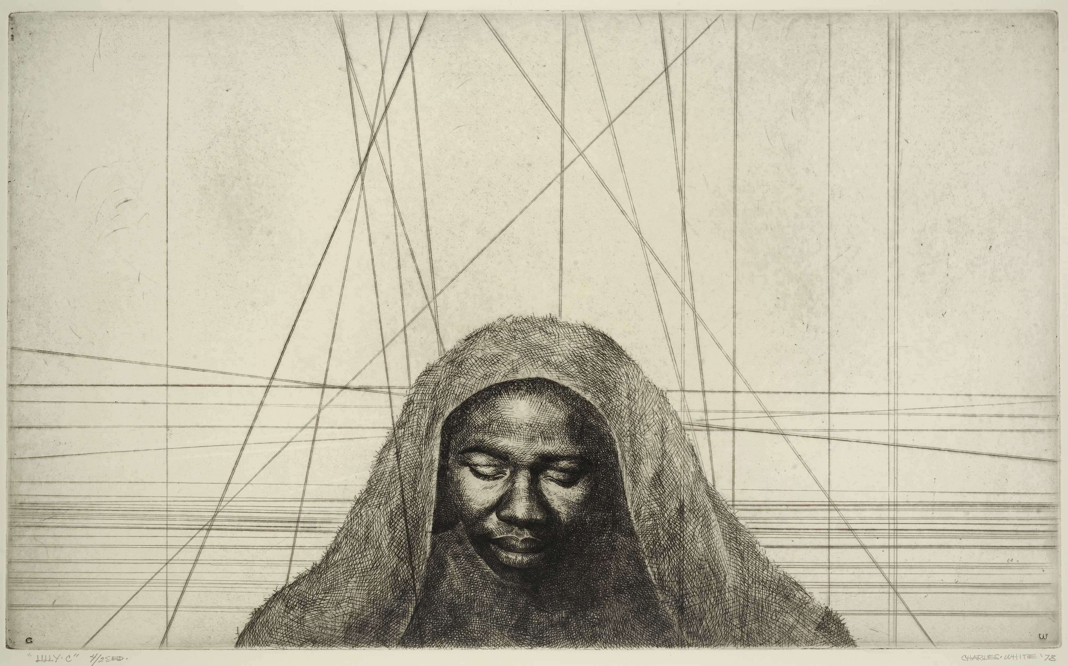 Charles White, Lily C., 1973, etching. Photo by Gregory Staley, © The Charles White Archives