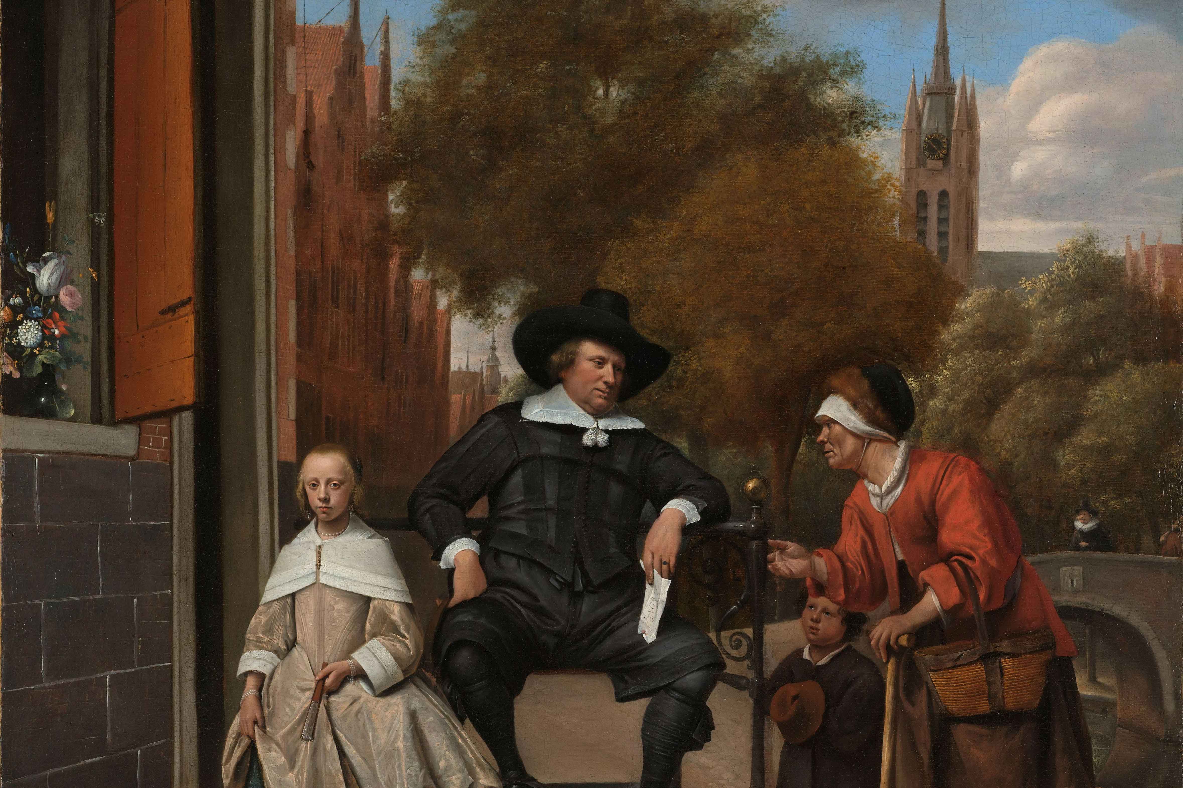 Jan Steen (Dutch, 1625/6–1679) Adolf and Catharina Croeser (also known as The Burgomaster of Delft and His Daughter), detail, 1655, oil on canvas. Loan from the Rijksmuseum, Amsterdam, Purchased with the support of the Mondriaan Fonds, the Nationaal Aankoopfond