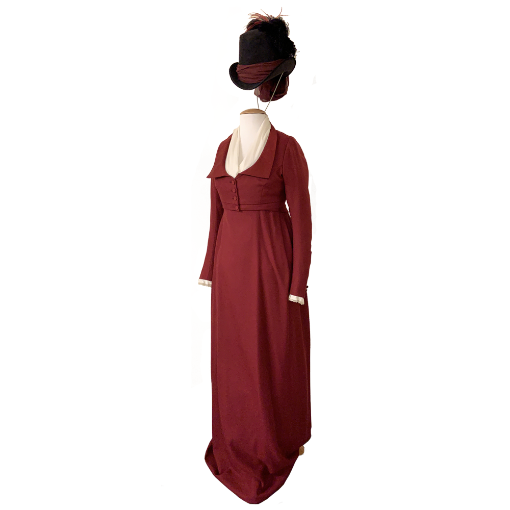 Dark Red Riding Habit, Mansfield Park, 2007, Iain B. MacDonald, director. Worn by Hayley Atwell as Mary Crawford. Mike O’Neill, costume designer