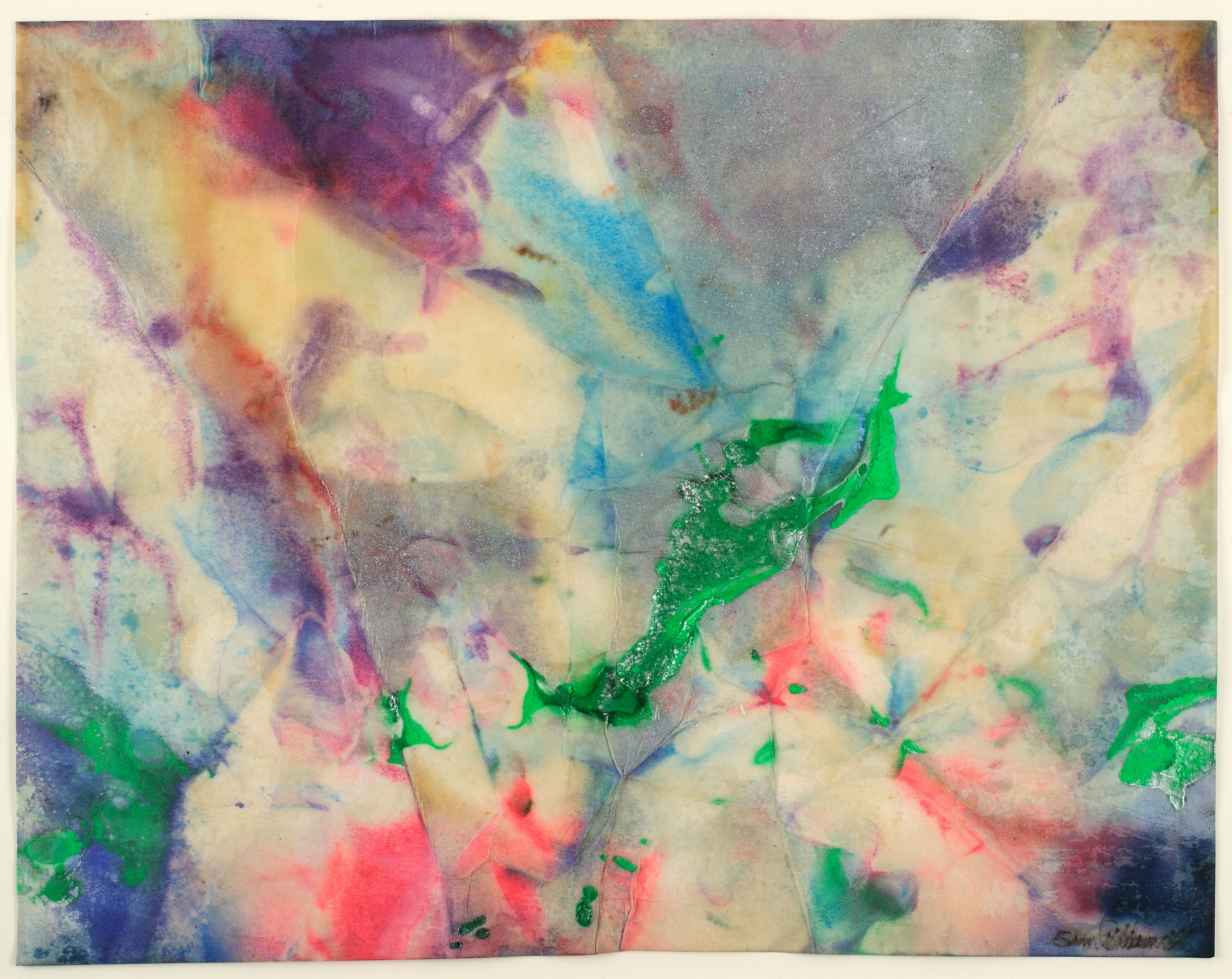 Sam Gilliam, Untitled (detail), 1974, oil acrylic on rice paper. Photo by Gregory Staley, Courtesy of David Kordansky Gallery, Los Angeles, CA, © Sam Gilliam