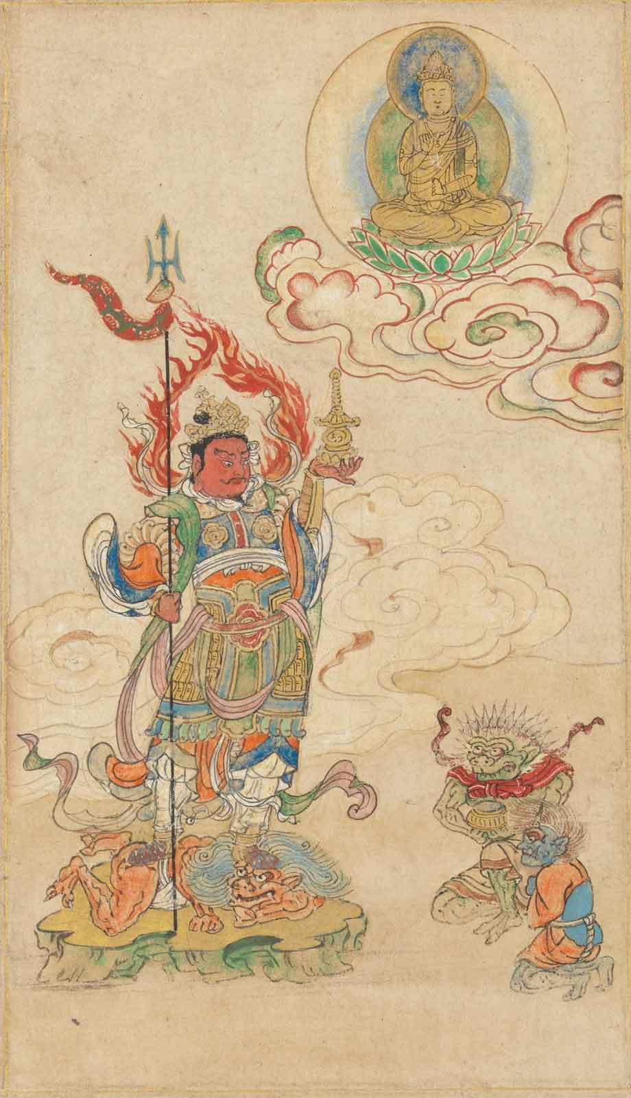 Sugawara Mitsushige (Japanese, active mid-1200s), “Universal Gateway,” Chapter 25 of the Lotus Sutra (detail images), 1257, Kamakura period (1185–1333), Japan, handscroll; ink, color, and gold on paper, 9 11/16 in. x 30 ft. 8 1/16 in. (24.6 x 934.9 cm). The Metropolitan Museum of Art. Purchase, Louisa Eldridge McBurney Gift, 1953, 53.7.3