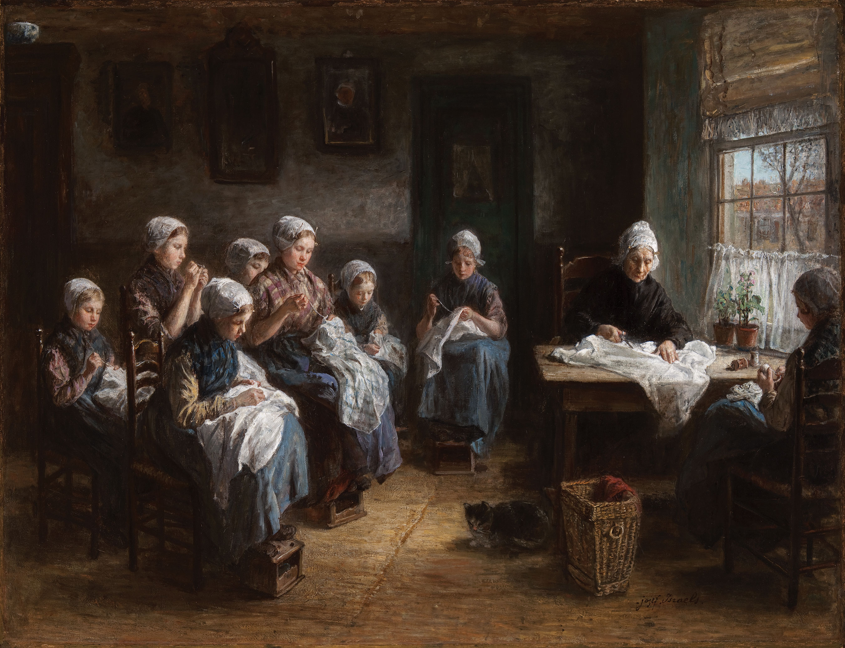 Jozef Israëls (Dutch, 1824–1911), Sewing School at Katwijk (detail), 1881, oil on canvas. Taft Museum of Art, Bequest of Charles Phelps Taft and Anna Sinton Taft, 1931.460