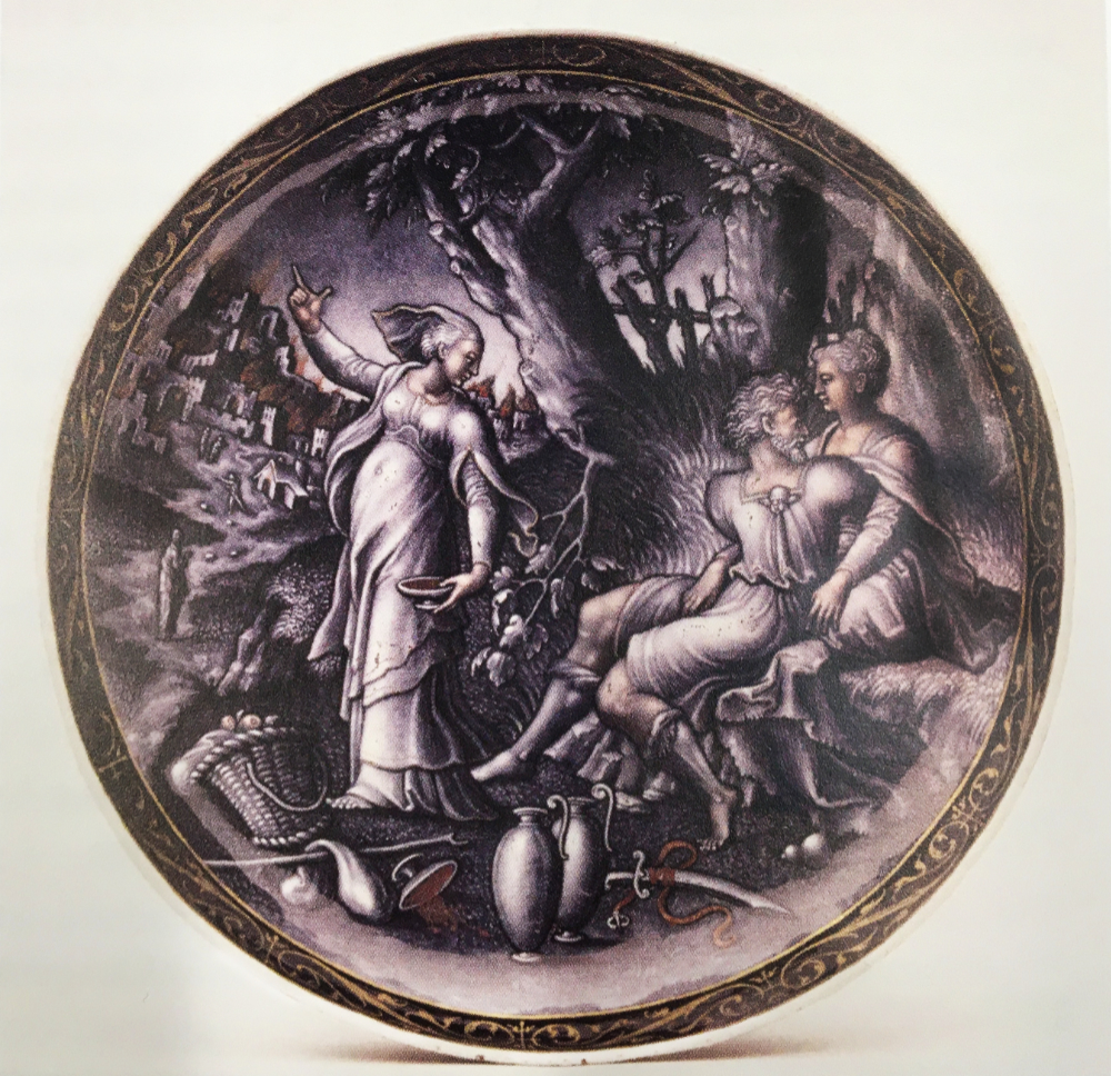 Workshop of Pierre Reymond, Standing Dish with Lot and His Daughters, mid-16th century, enamel on copper, 1931.298. Bequest of Charles Phelps and Anna Sinton Taft, Taft Museum of Art, Cincinnati, Ohio