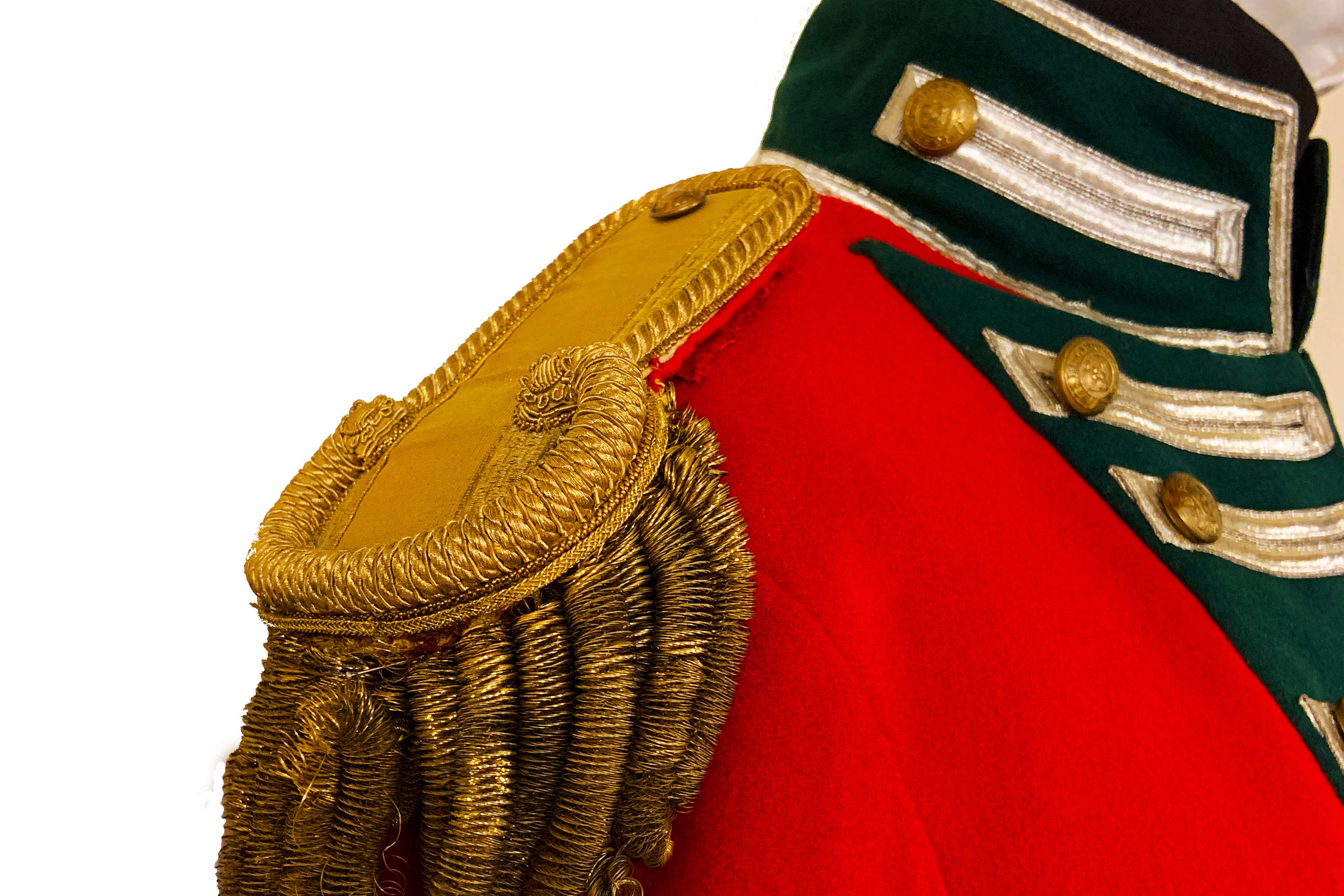 Wedding Military Outfit (detail), Sense and Sensibility, 1995, Ang Lee, director. Worn by Alan Rickman as Colonel Brandon. Jenny Beavan and John Bright, costume designers