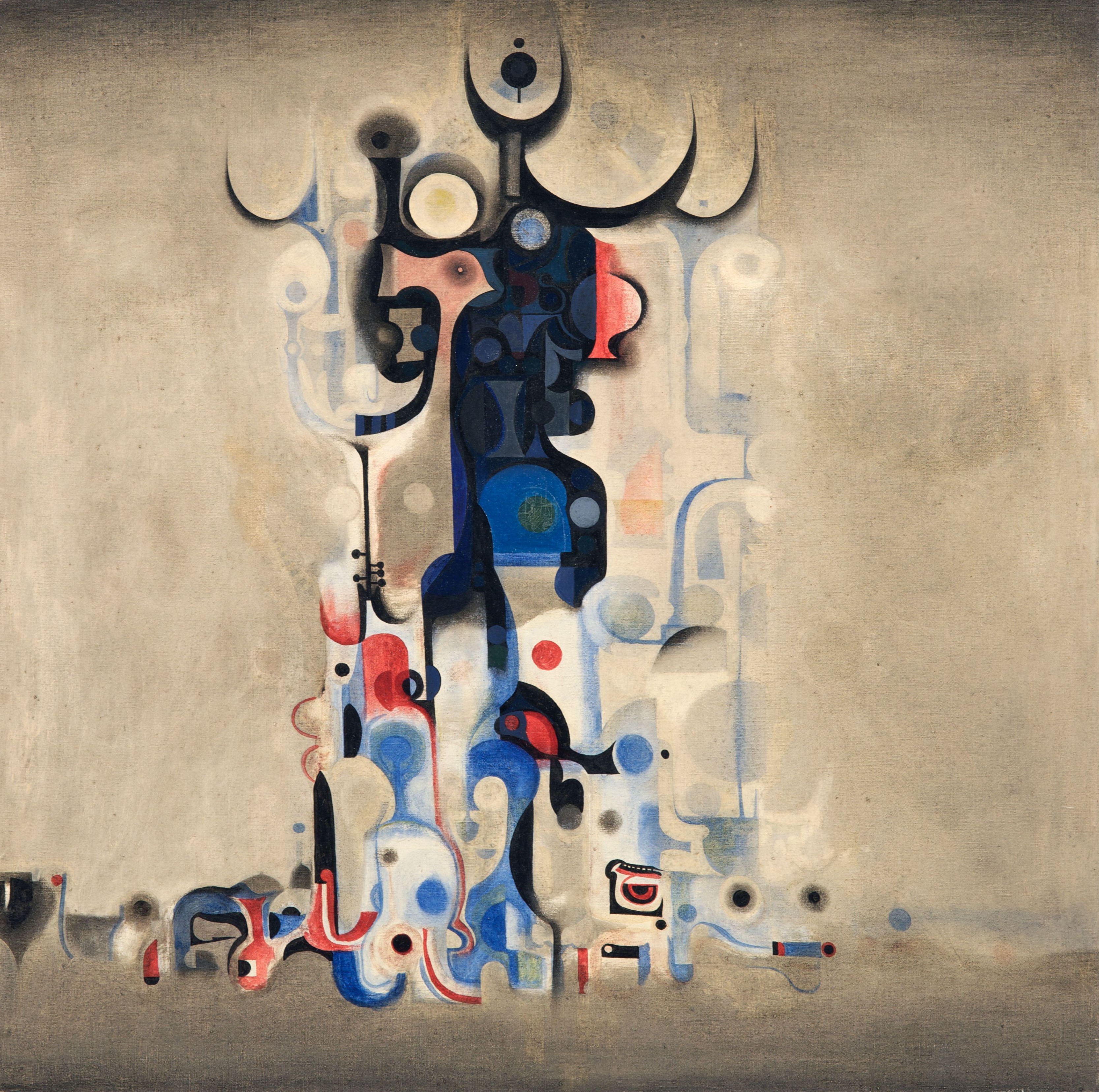 Ibrahim El-Salahi (born 1930, Sudan) Vision of the Tomb, 1965 Oil on canvas 36 x 36 in. Collection of The Africa Center, New York, 2008.2.1 Photograph by Jerry L. Thompson © Ibrahim El-Salahi All rights reserved, ARS, NY 2022 Courtesy Vigo Gallery and American Federation of Arts